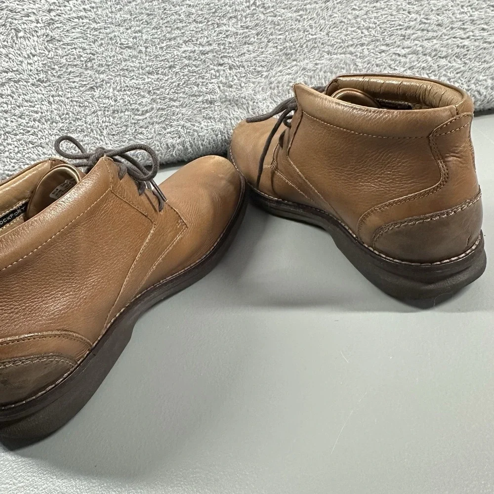 Rockport Chukka Boots Mens 8.5M Premium Class Cognac Brown‎ Leather